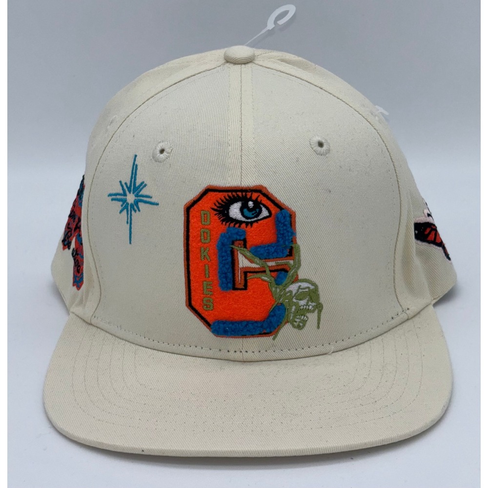 Cookies SF Kill The Past Snapback Hat Cream Embroidered Butterfly Skull Cap OS